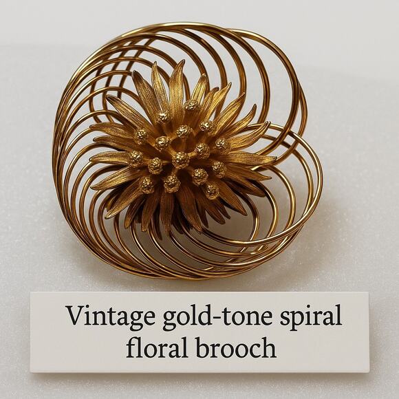 Florenza Jewelry - Vintage Florenza Floral Gold-Tone Brooch